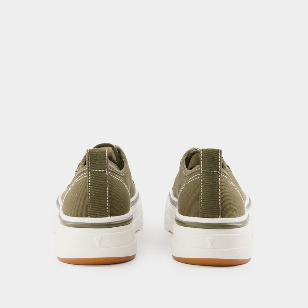 Green AMI Paris Low Top Sneakers for Men - SS24 Collection