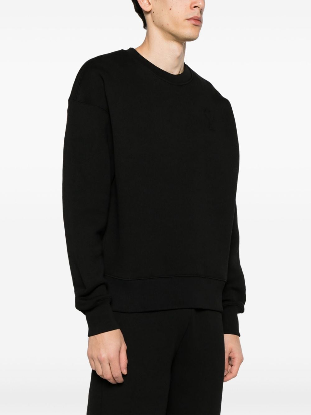 AMI PARIS Men's Black Cotton Blend Sweatshirt for SS24