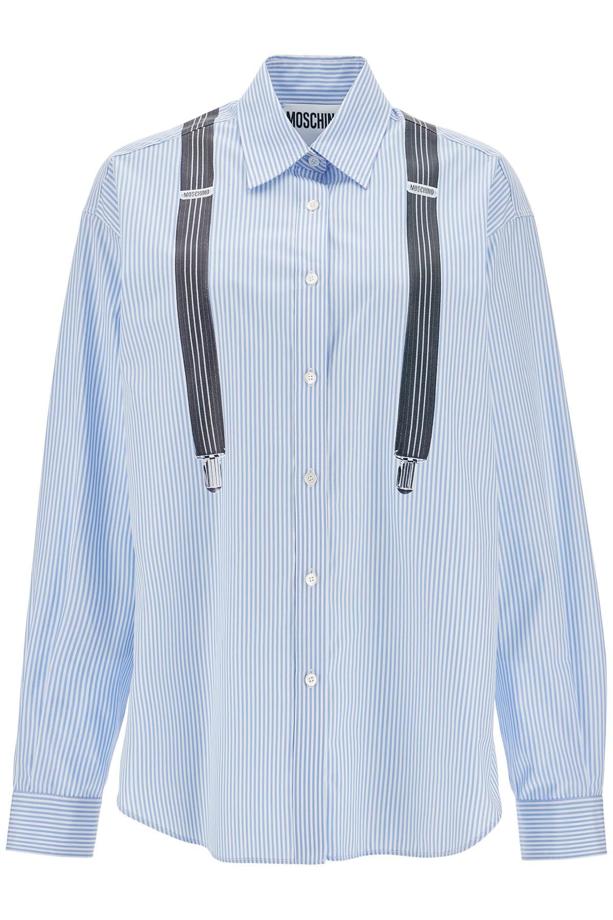 MOSCHINO COUTURE Oversized Cotton Striped Shirt with Decorative Straps