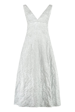 PHILOSOPHY DI LORENZO SERAFINI Silver Floral Midi Dress for Women - SS23