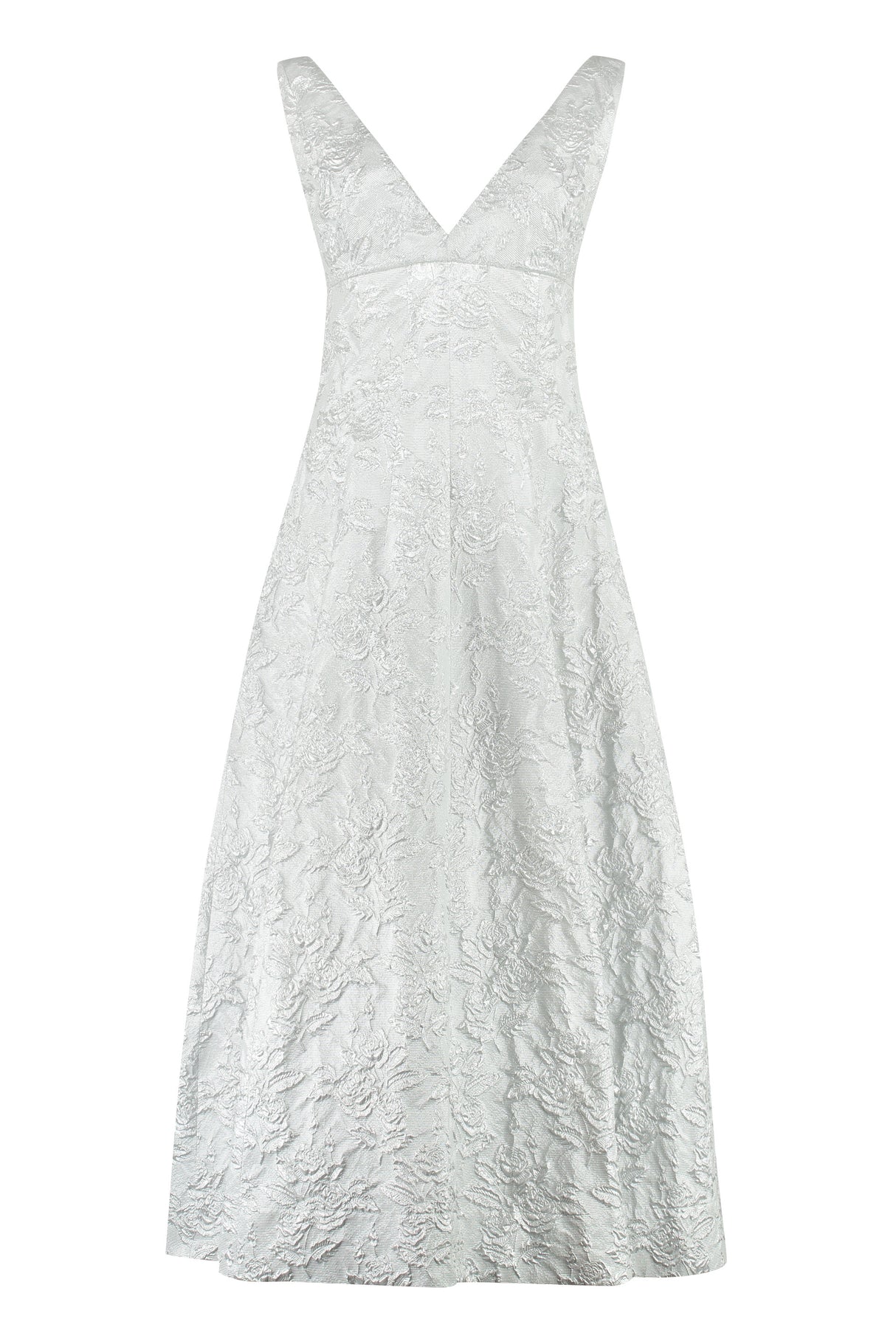 PHILOSOPHY DI LORENZO SERAFINI Silver Floral Midi Dress for Women - SS23