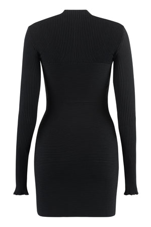 PHILOSOPHY DI LORENZO SERAFINI Black Cut-Out Detail Sweater Dress with Crossover Neckline for Women