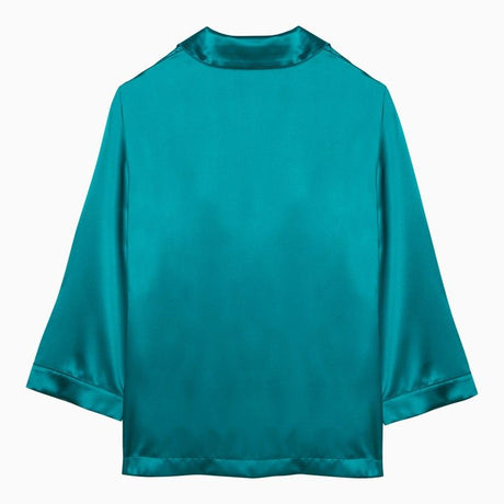 MAX MARA PIANOFORTE Green Silk Pyjama Shirt for Women