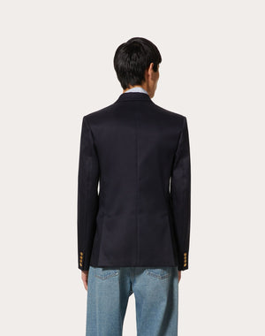 VALENTINO Navy Semi-Fitted Men's Jacket for SS23