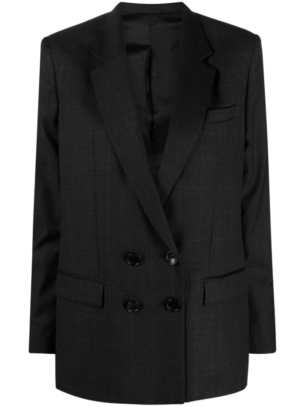 Áo Blazer Nữ Cổ V Đúp Phối Caro Anthracite