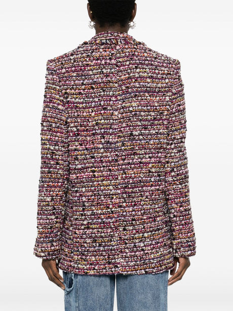 Áo khoác blazer nữ màu tím pha len bouclé