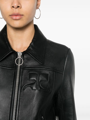 COURREGÈS Iconic Black Leather Zip Jacket for Women - FW24 Collection