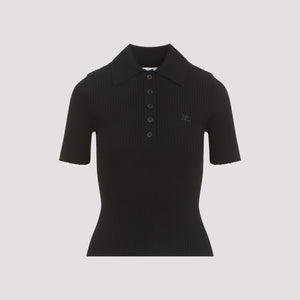 COURREGÈS Signature Black Polo Top for Women