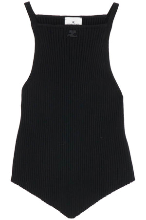 COURREGÈS Asymmetrical Hem Ribbed Knit Tank Top - Size S