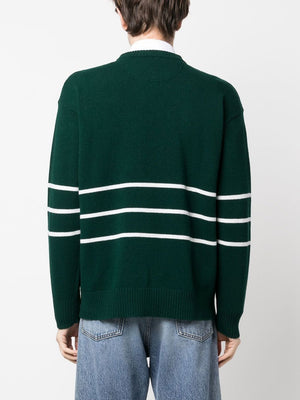 VALENTINO Green and Ivory Men's Knit Sweater for SS23