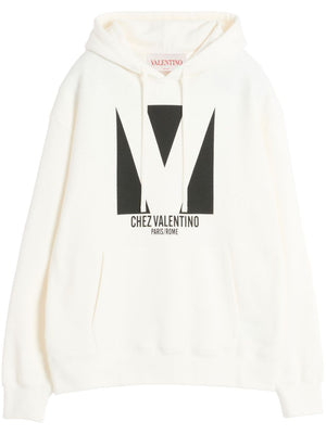 VALENTINO Men's Casual Black Cotton Hoodie with Front Pocket