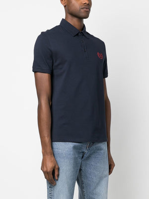 VALENTINO Navy Polo T-Shirt with Embroidered V Logo for Men - SS23 Collection