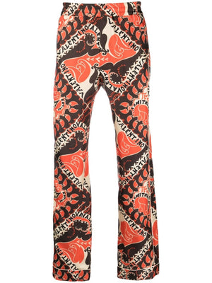 VALENTINO Stylish SS23 Pants in St. Archive Manifesto Bandana Arancio for Men