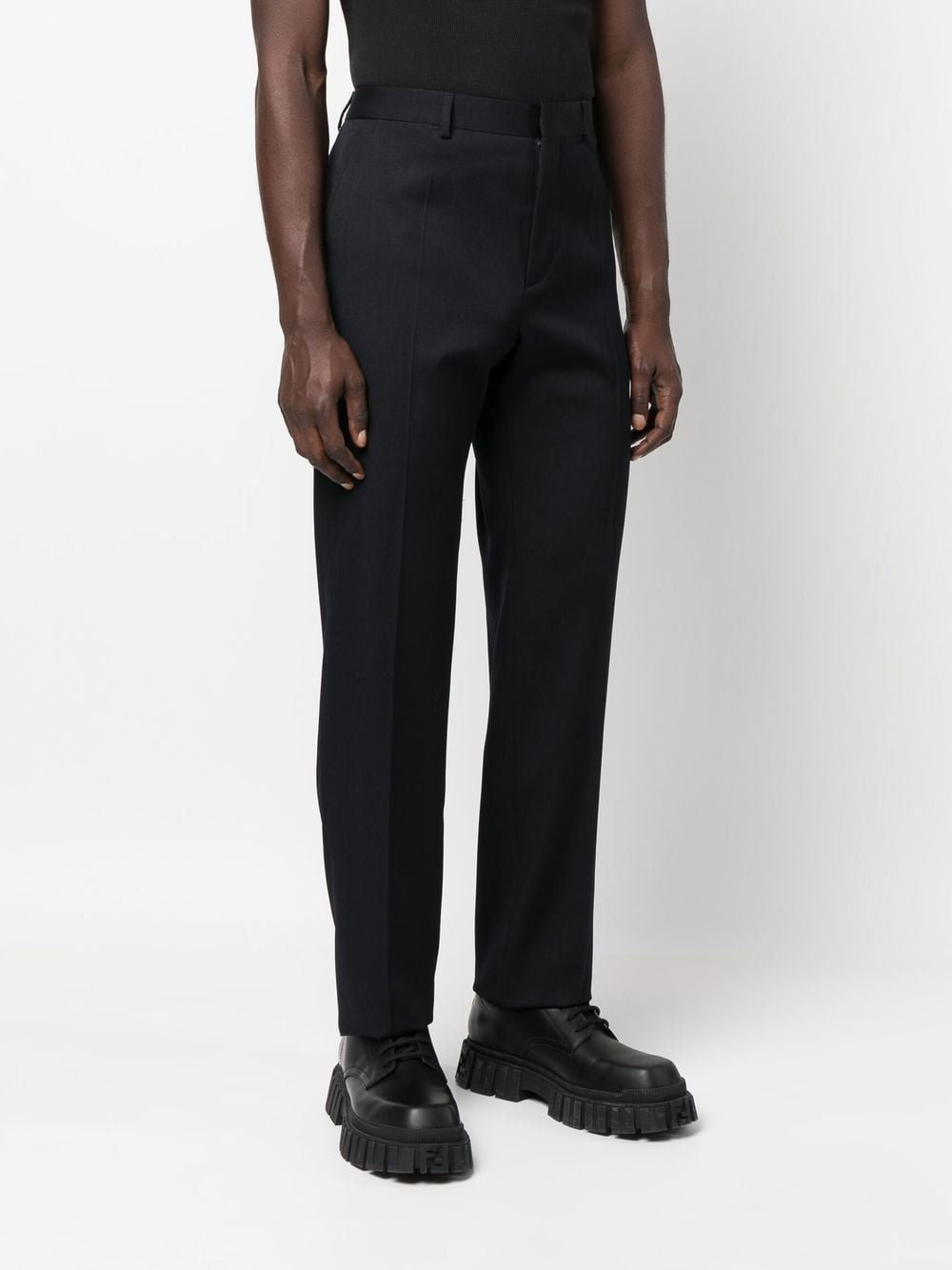 VALENTINO Black Virgin Wool Pants for Men - SS23 Collection