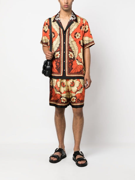 VALENTINO Red Bandana Flower Print Men's Shorts - SS23 Collection