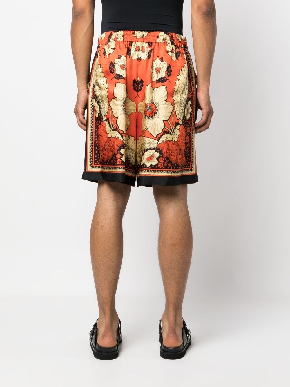 VALENTINO Red Bandana Flower Print Men's Shorts - SS23 Collection