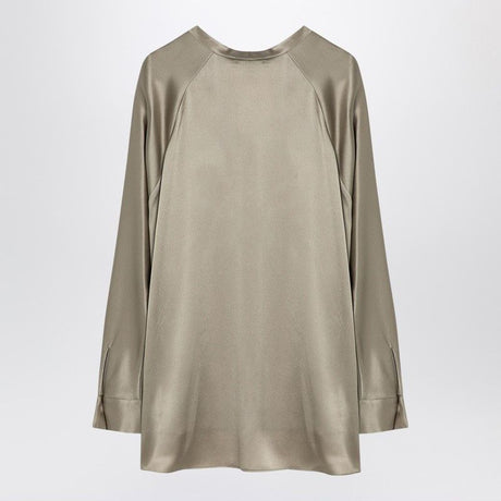 VINCE Elegant Beige Silk V-Neck Blouse