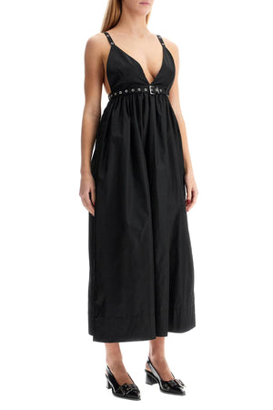 GANNI Sustainable Nylon Midi Dress with Adjustable Straps