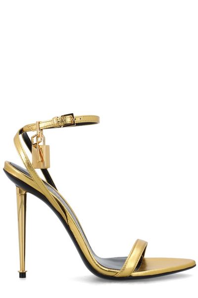 TOM FORD Metallic Padlock Sandals - 9.5cm Heel