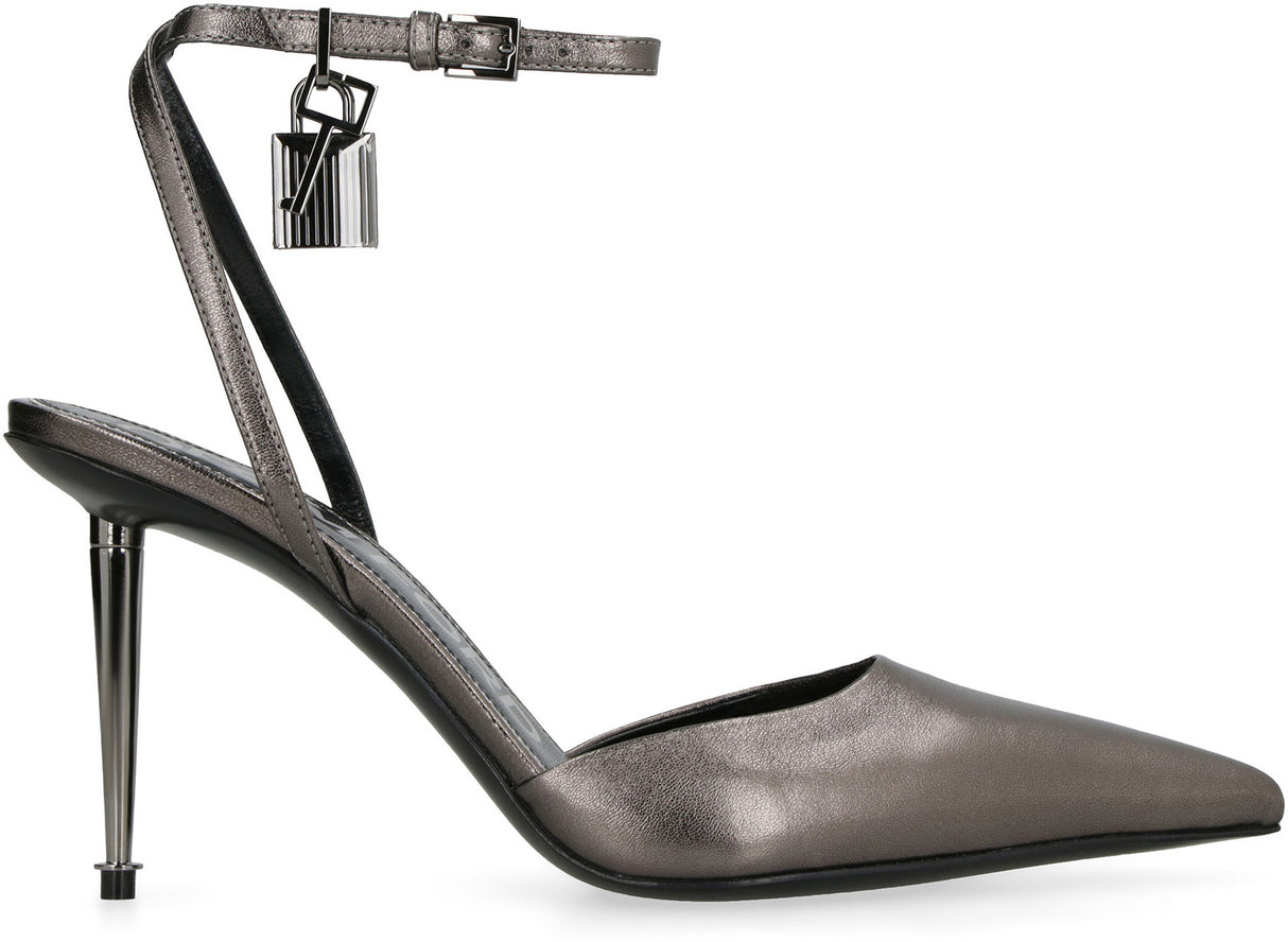 TOM FORD Gray Laminated Leather Slingback Pumps for Women