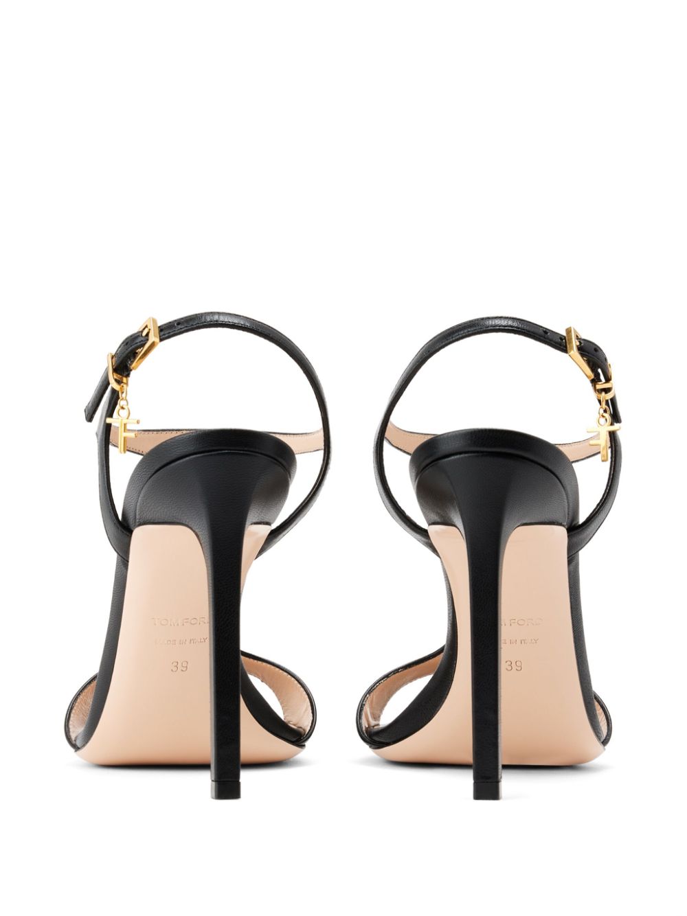 TOM FORD Black Leather Sandals with Buckle Strap