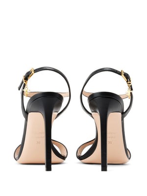 TOM FORD Black Leather Sandals with Buckle Strap