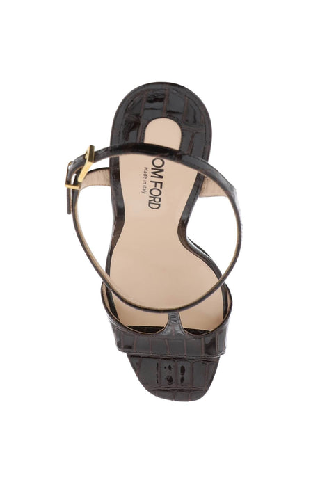 TOM FORD Croco-Embossed Glossy Leather Sandals for Women