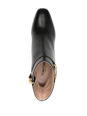 TOM FORD Whitney Black Leather Heel Boots