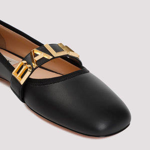 BALLY Black Nappa Leather Ballerina Flats for Women - SS24 Collection