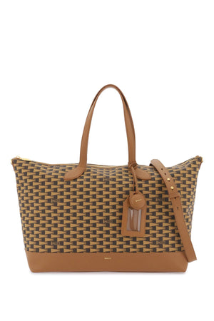 BALLY Iconic Shoulder Tote Bag for Women in Coated Canvas with Removable Leather Strap and Gold Hardware