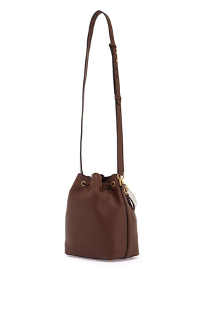 BALLY Hammered Leather Bucket Handbag with Drawstring Closure