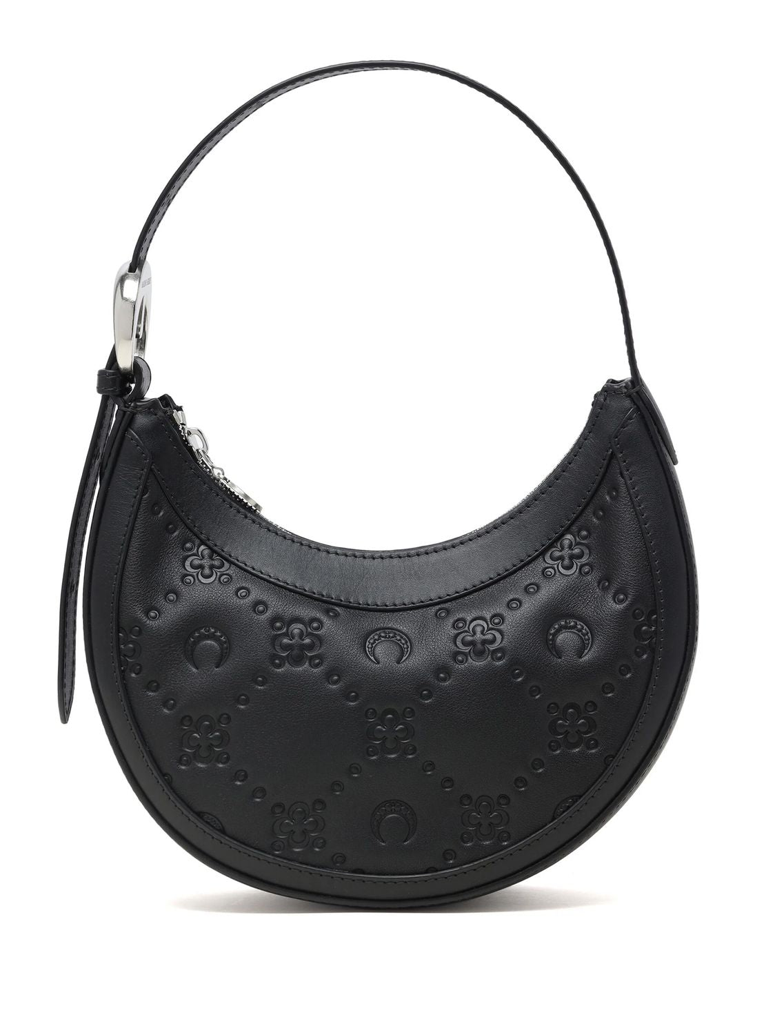 MARINE SERRE Stylish Black Jacquard Handbag with Silver-Tone Finish