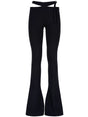 THE ATTICO Women's Black Long Pants with Metal Logo Buckle and Side Zip Closure