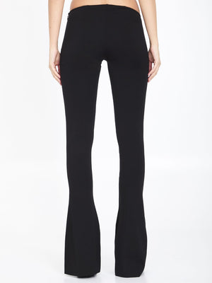 THE ATTICO Women's Black Long Pants with Metal Logo Buckle and Side Zip Closure