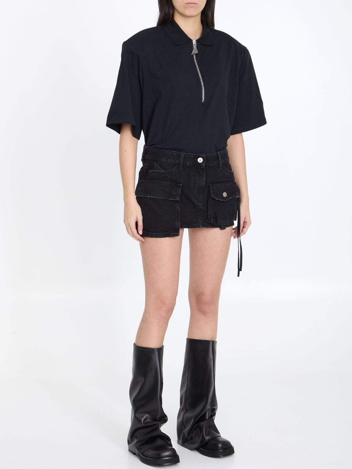 THE ATTICO Classic Black Cargo Miniskirt for Women's SS24 Collection