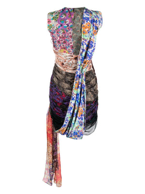 MARINE SERRE Patchwork Multi-floral Mini Dress for Women