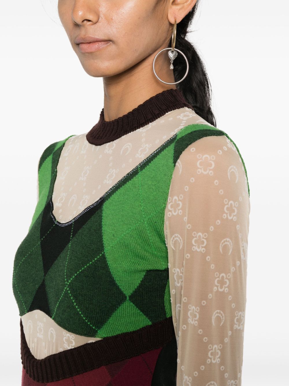 MARINE SERRE Elegant Green Wool Long Dress for Women - FW23 Collection