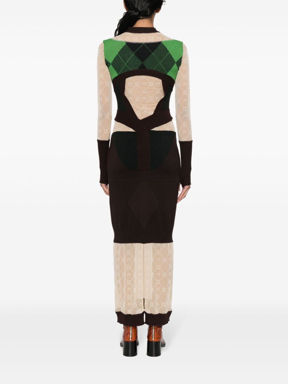 MARINE SERRE Elegant Green Wool Long Dress for Women - FW23 Collection