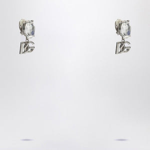 DOLCE & GABBANA Crystal & Silver Logo Earrings