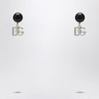 DOLCE & GABBANA Chic Black Earrings with Silver DG Logo Pendant