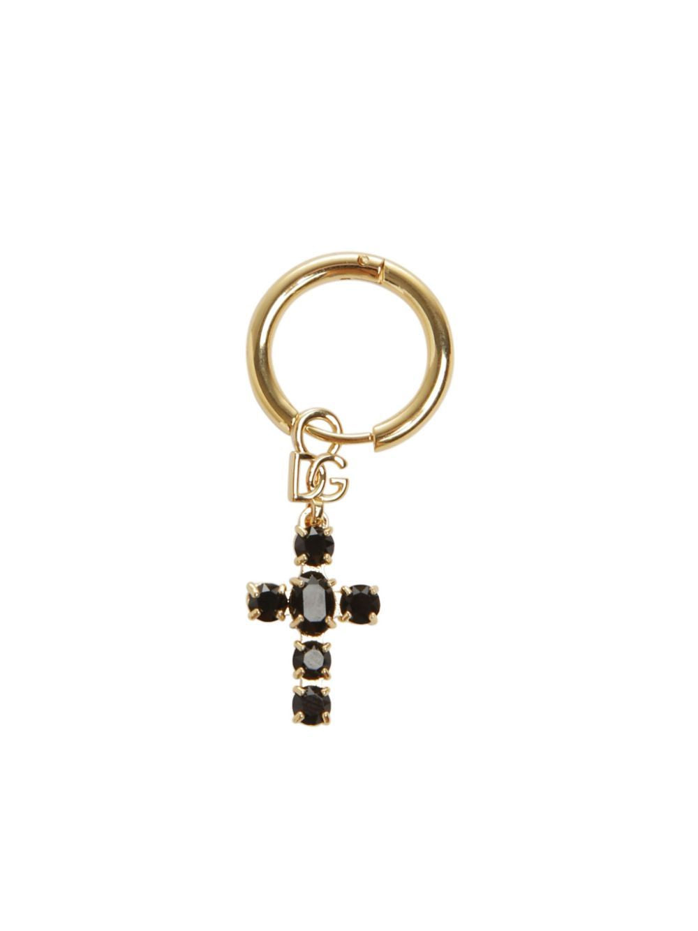 DOLCE & GABBANA Golden Hoop Earring with Cross Design