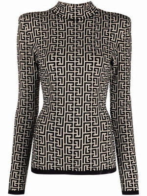 BALMAIN Ivory and Black Monogram Dress for Women