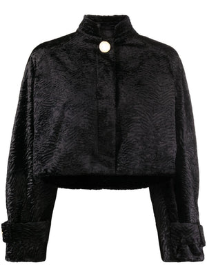 Áo Jacket Short màu Đen Phong Cách Cho Phụ Nữ | Trang Nhã và ấm áp FW23