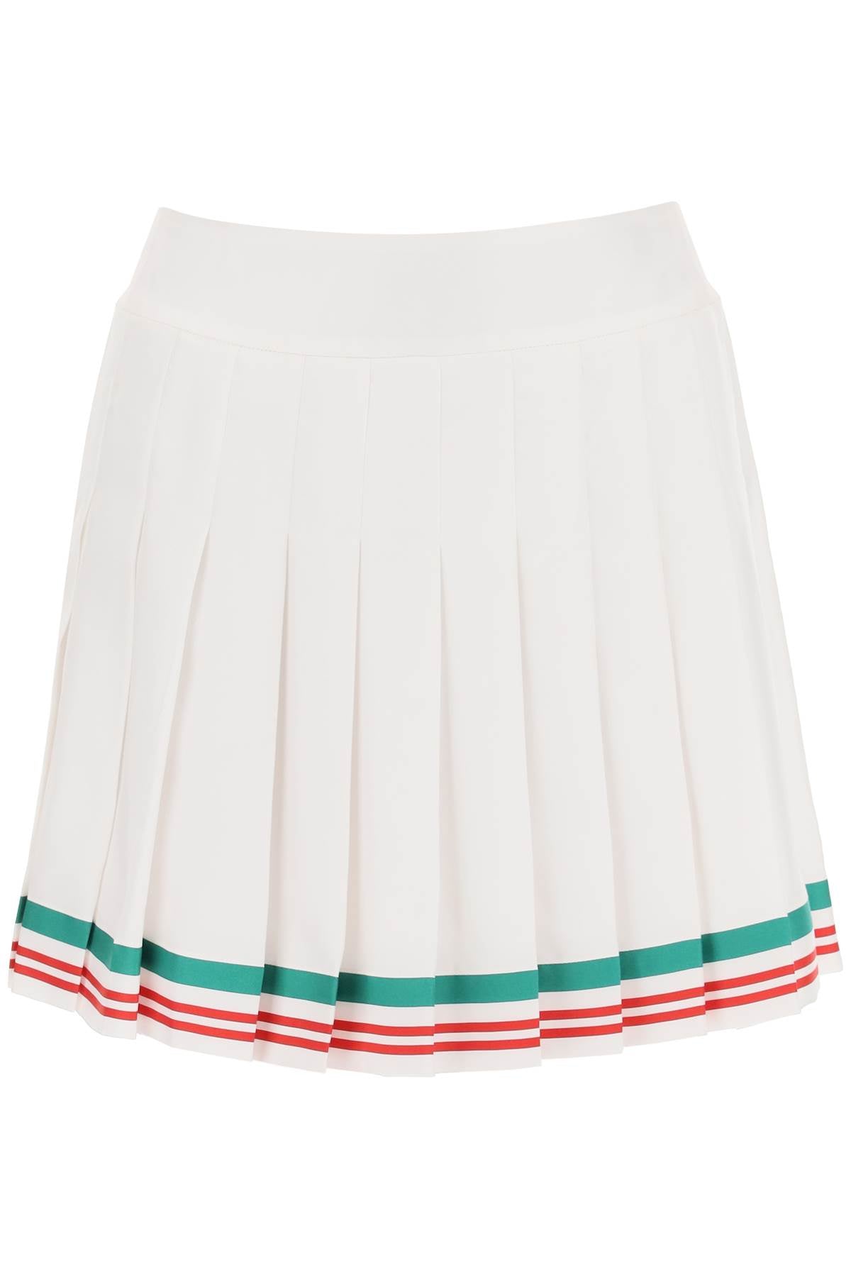 Váy Tennis Mini Trắng cho Nữ - Hạt Silk Pleated với Viền Sọc