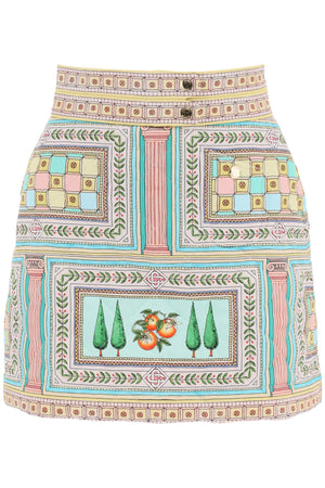 CASABLANCA Quilted Mini Skirt with Labyrinth Print