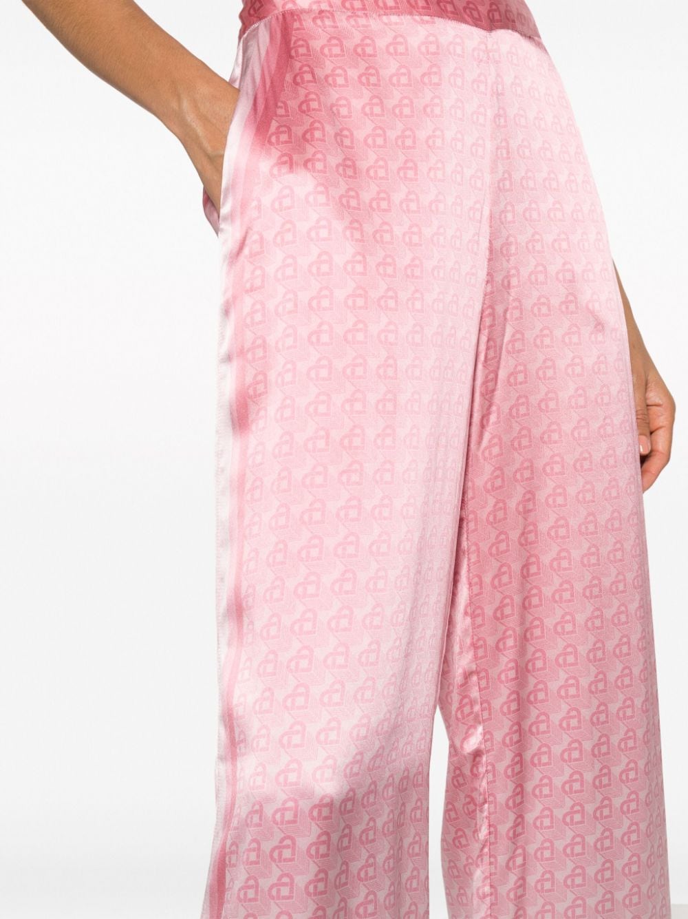 CASABLANCA Morning City View Silk Trousers - High Waist Wide Leg Monogram Print Pants for Women