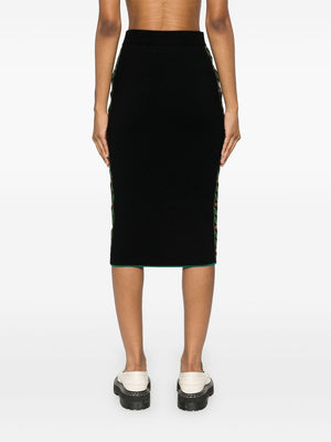 CASABLANCA Mid-Length Knit Skirt with Embroidered Hem