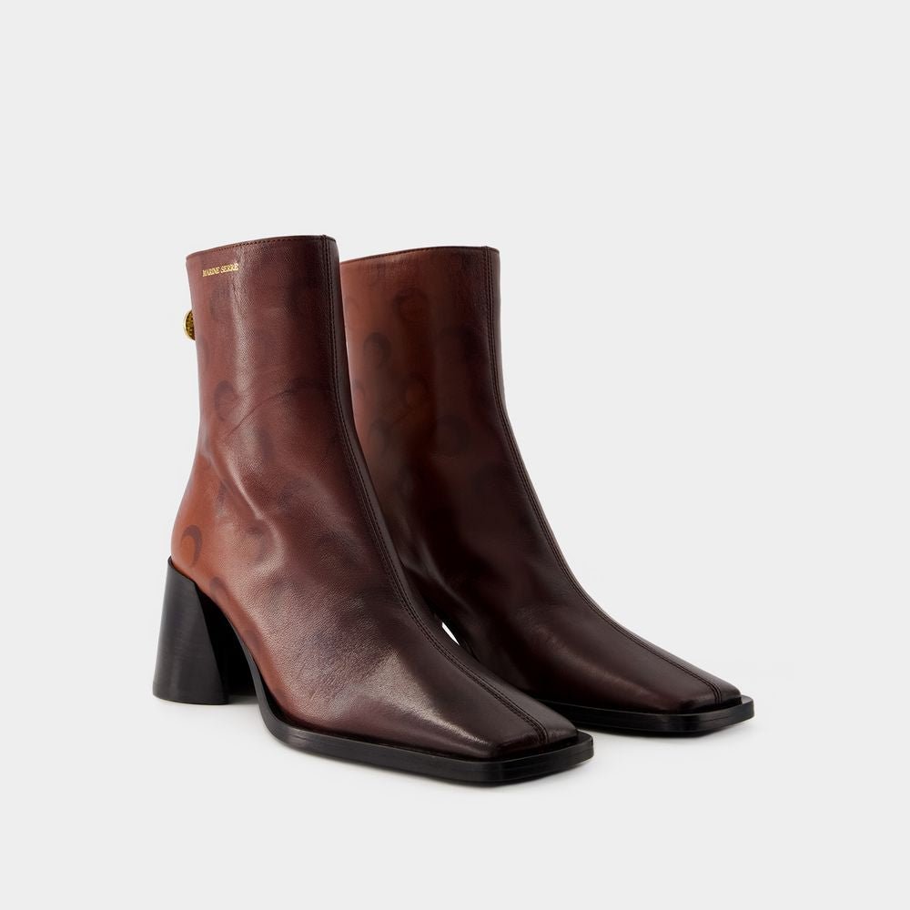 MARINE SERRE Crafted Brown Ankle Boots for Women - FW23 Collection