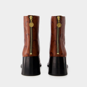 MARINE SERRE Crafted Brown Ankle Boots for Women - FW23 Collection