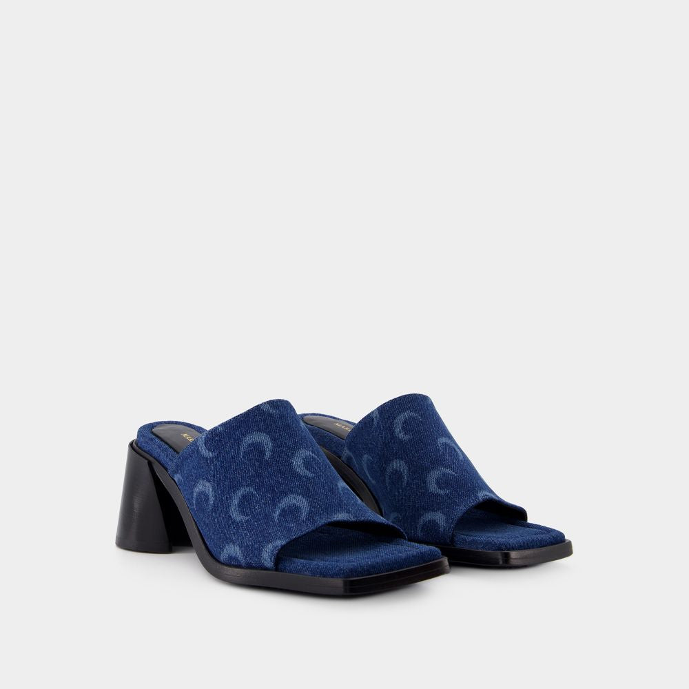MARINE SERRE Navy Blue Slide Sandals for Women - FW23 Collection